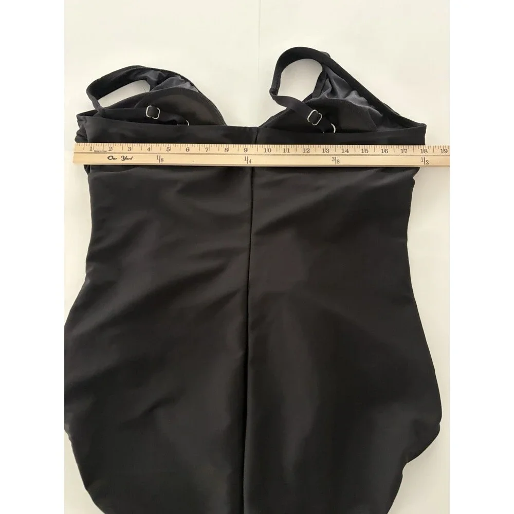 Miraclesuit One Piece Wrap Swimsuit Size 18 Black Ruching Slimming 6502910